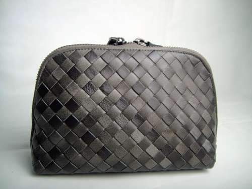 Bottega Veneta soft Lambskin Make Up Case 6495 grey double - Click Image to Close